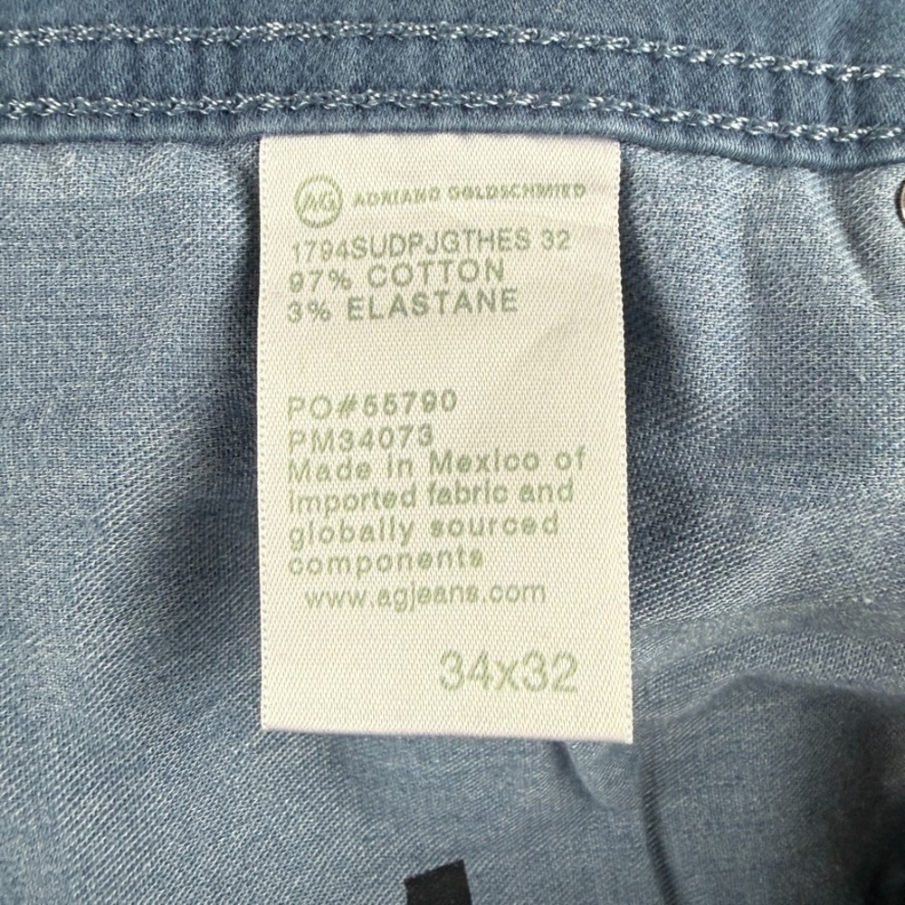AG Adriano Goldschmied Pants Mens 34x32 Blue Everett Slim Straight Twill - Picture 9 of 14